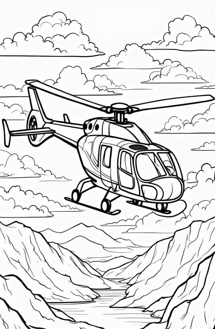 ảnh tranh tô màu máy bay trực thăng
