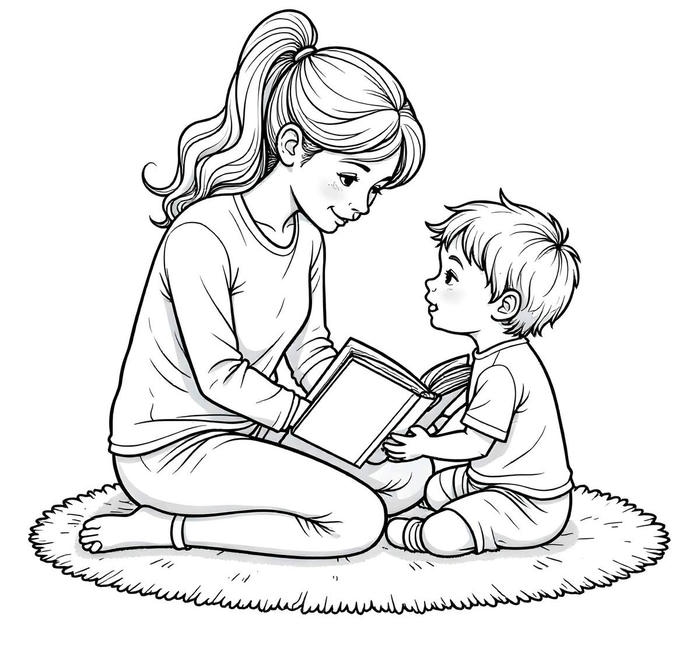 ảnh tranh tô màu mẹ tạo hình đơn giản