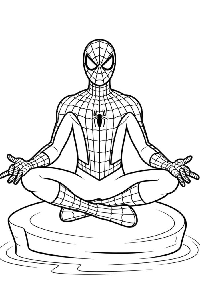 ảnh tranh tô màu người nhện tư thế đẹp