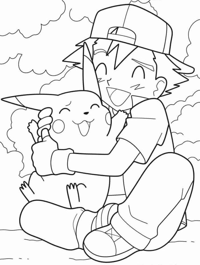 ảnh tranh tô màu pokemon ôm bạn