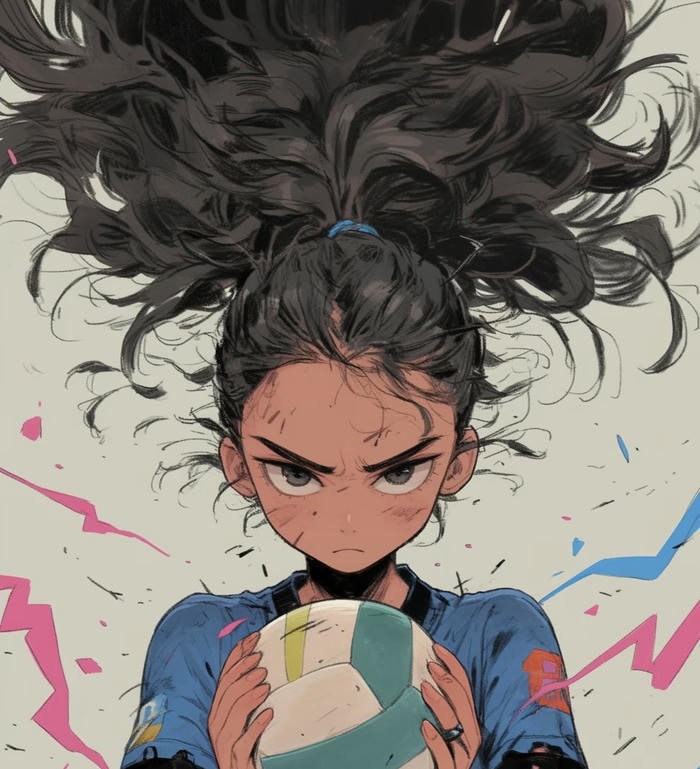 hình ảnh anime bóng chuyền nét mặt quyết liệt