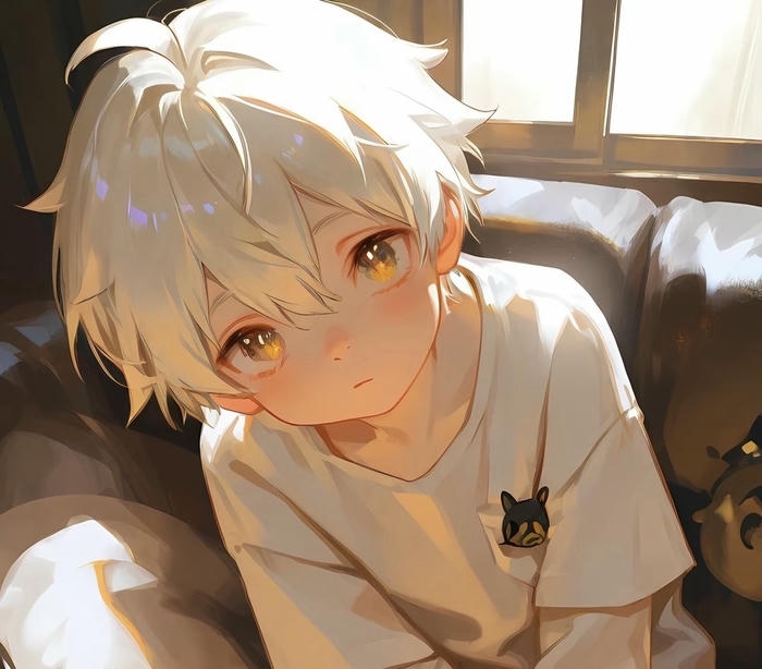 hình ảnh anime cute nam dáng ngồi