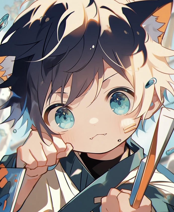 hình ảnh anime cute nam tóc hơi dài