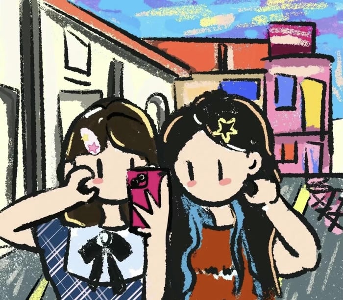 hình ảnh anime đôi bạn thân sinh hoạt