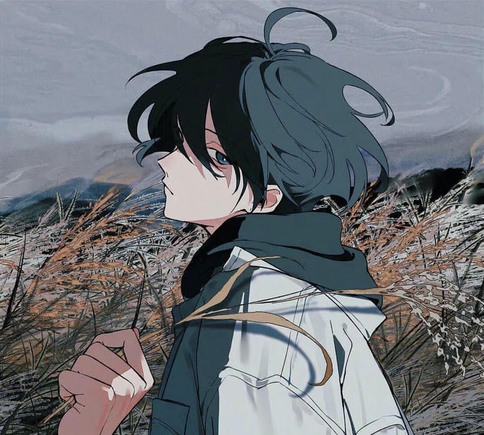 hình ảnh anime nam buồn gương mặt suy