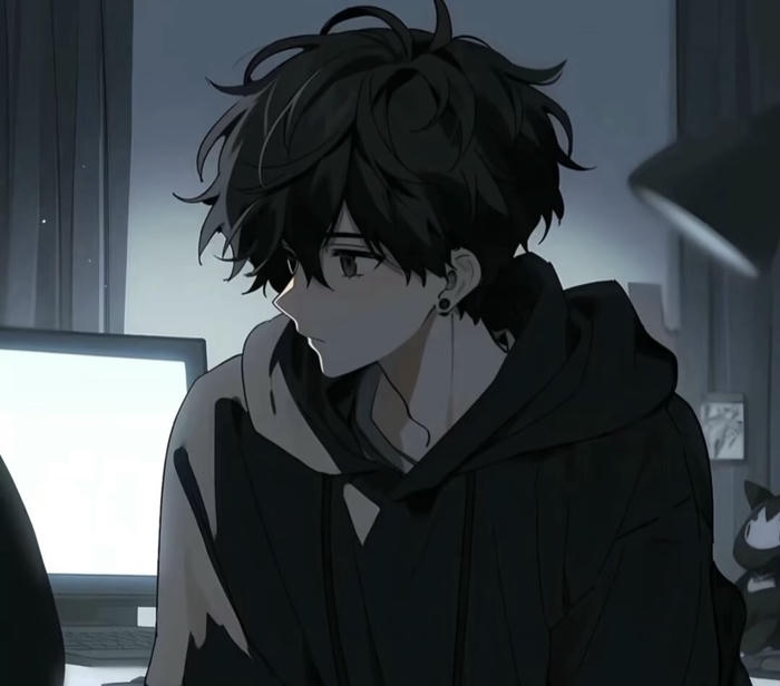 hình ảnh anime nam buồn nét vẽ tối