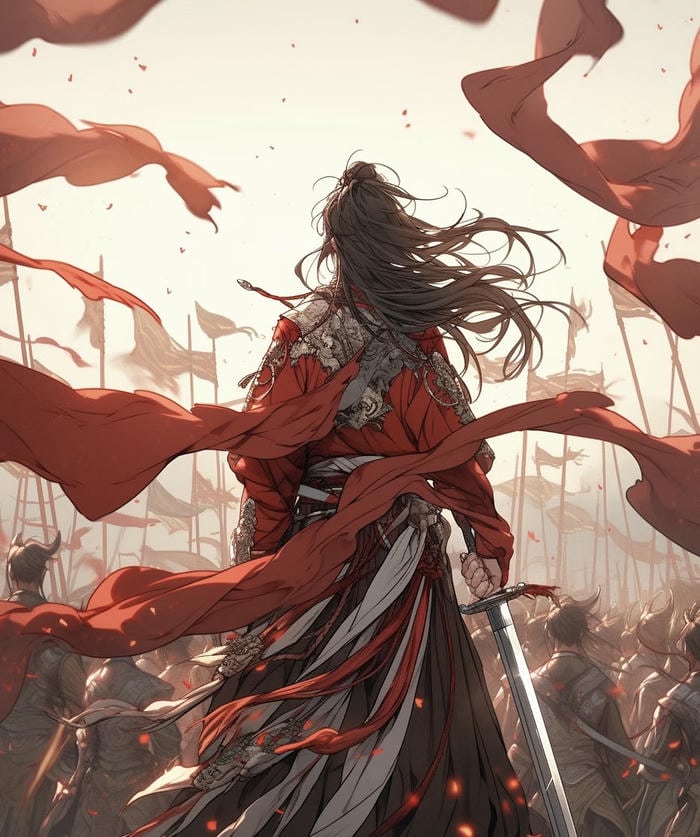 hình ảnh anime nam cầm kiếm katana tóc dài