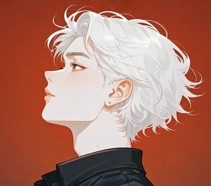 hình ảnh anime nam tóc trắng nhìn xa