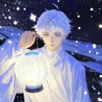 hình ảnh anime nam tóc trắng quay lưng