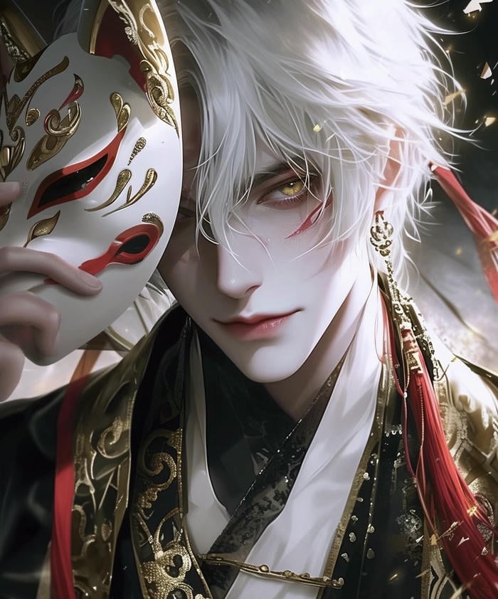 hình ảnh anime nam tóc trắng tối sâu