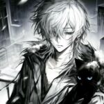 hình ảnh anime nam trắng đen phác họa