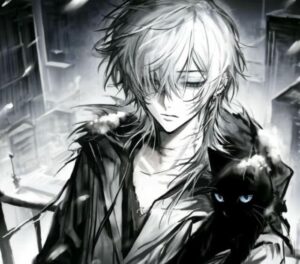 hình ảnh anime nam trắng đen phác họa