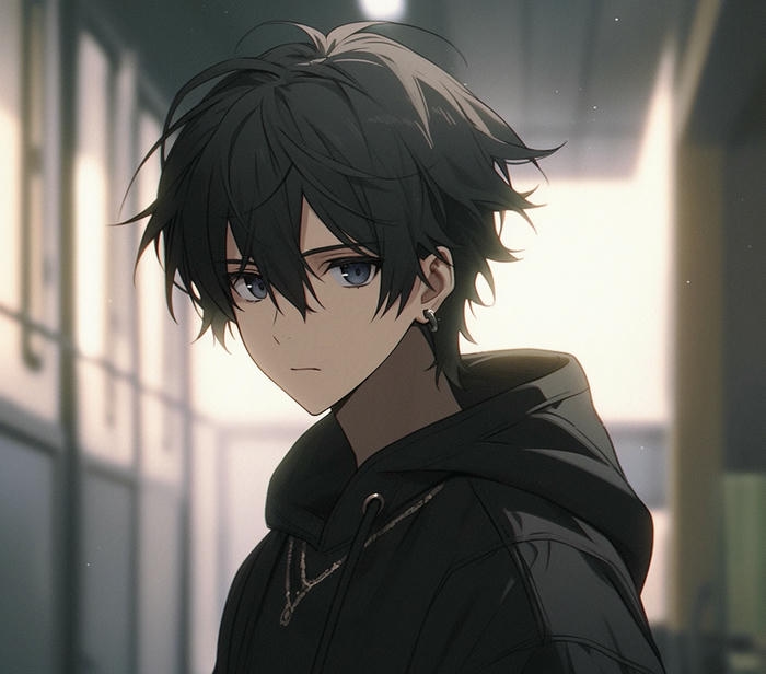 hình ảnh anime ngầu nam trang phục tối