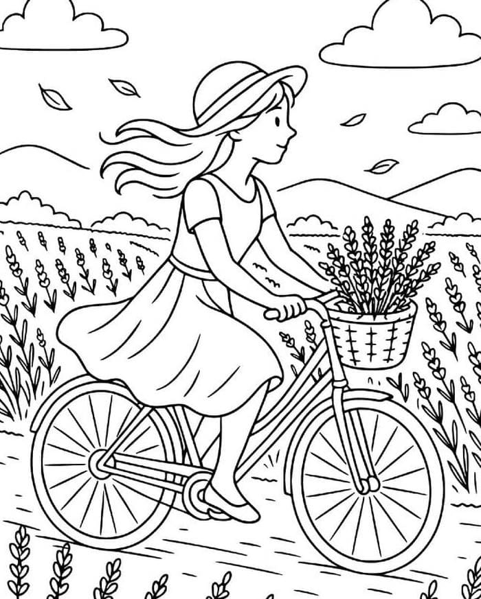 hình ảnh tô màu bạn gái đang dạo chơi