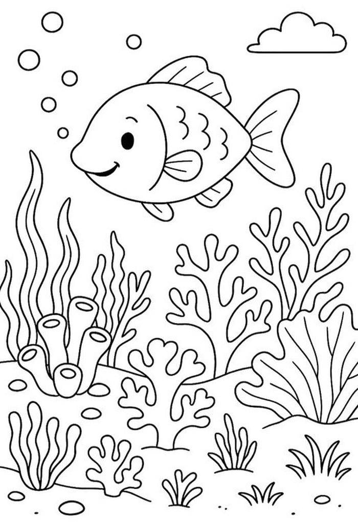hình ảnh tô màu cá và san hô