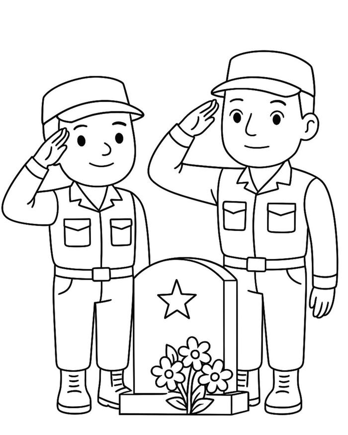 hình ảnh tô màu chú bộ đội giản dị