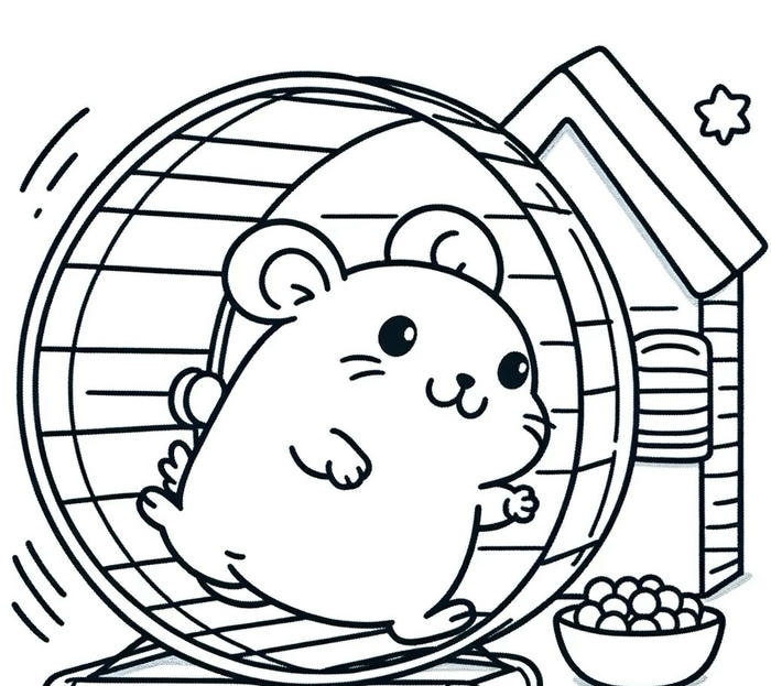 hình ảnh tô màu chuột hamster chạy bộ