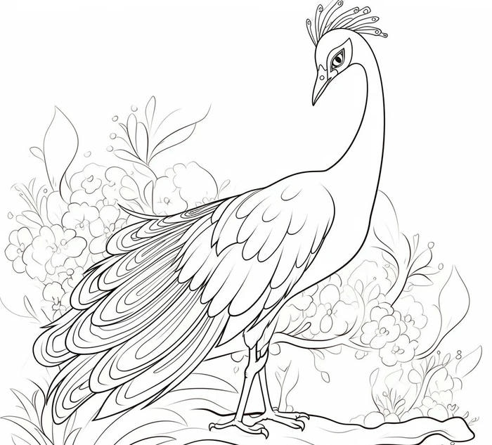hình ảnh tô màu con công trong rừng
