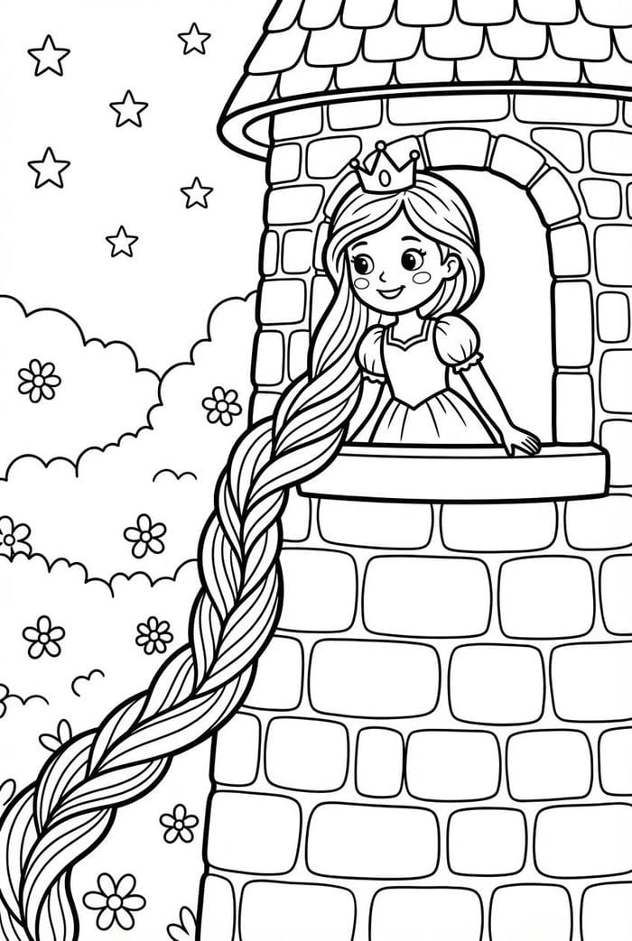 hình ảnh tô màu công chúa tóc mây