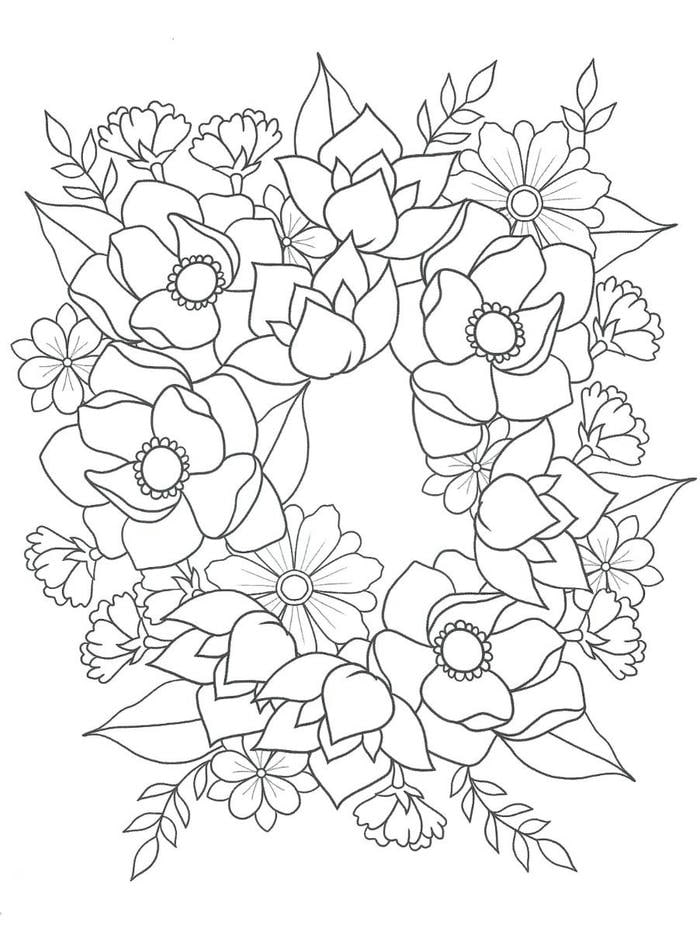 hình ảnh tô màu hoa thành vòng