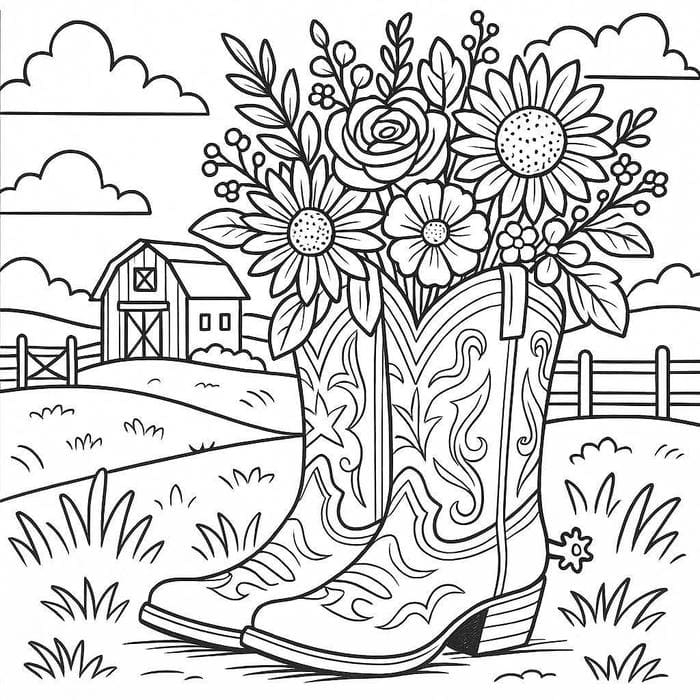 hình ảnh tô màu hoa trong ủng