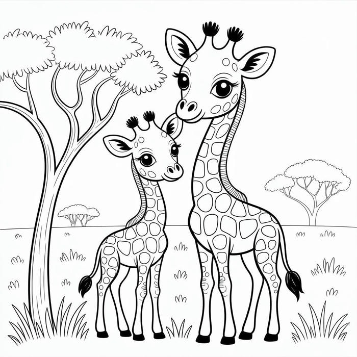 hình ảnh tô màu hươu cao cổ