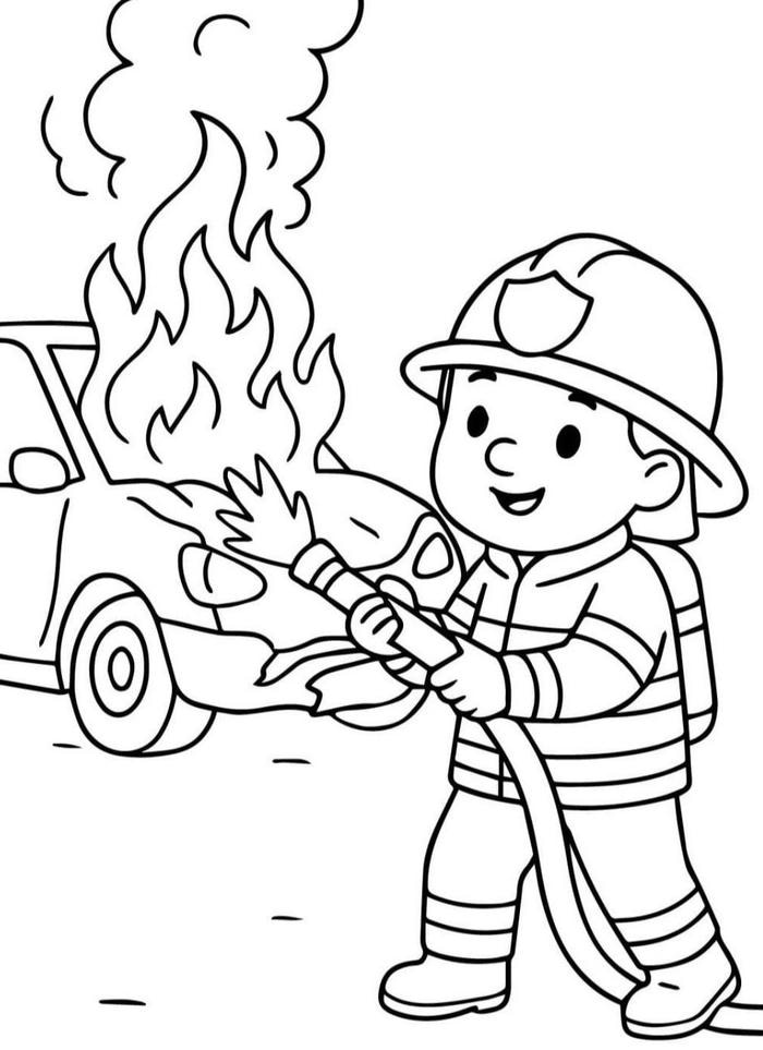 hình ảnh tô màu lính cứu hỏa bảo vệ tính mạng