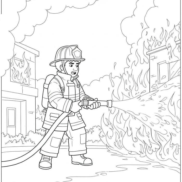 hình ảnh tô màu lính cứu hỏa cứu người