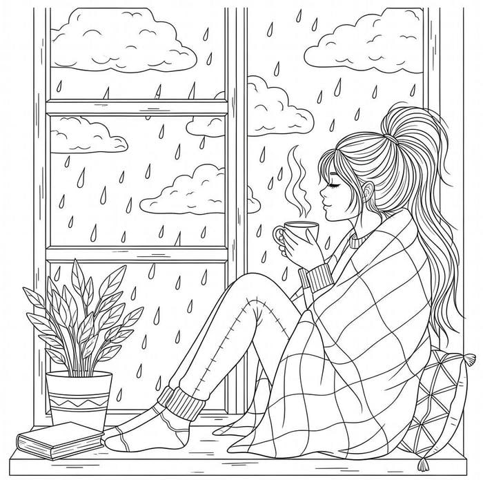 hình ảnh tô màu mẹ ngồi 1 mình