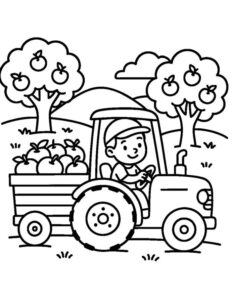 hình ảnh tô màu người thu hoạch quả