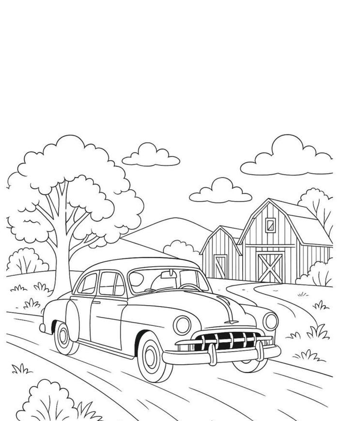 hình ảnh tô màu ô tô kiểu dáng cổ