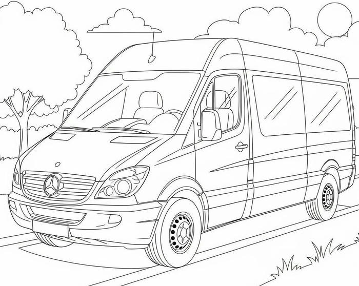 hình ảnh tô màu ô tô nhiều chỗ