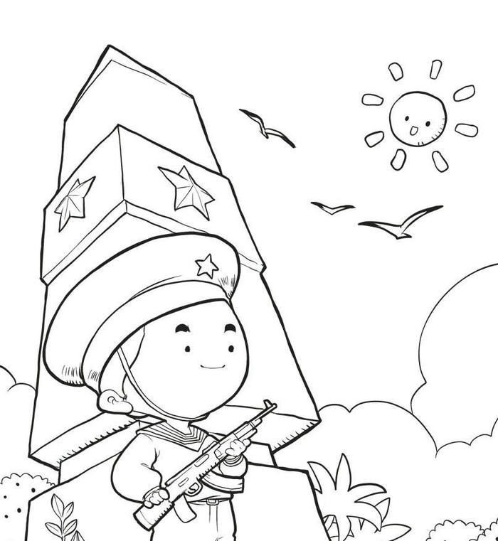 hình ảnh tranh tô màu chú bộ đội hải quân