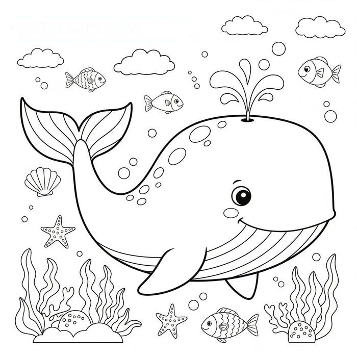 hình ảnh tranh tô màu con cá biển