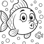 hình ảnh tranh tô màu con cá hoạt hình