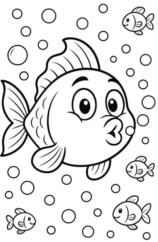 hình ảnh tranh tô màu con cá hoạt hình
