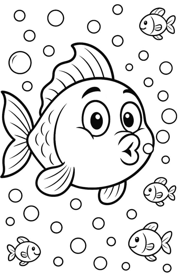 hình ảnh tranh tô màu con cá hoạt hình