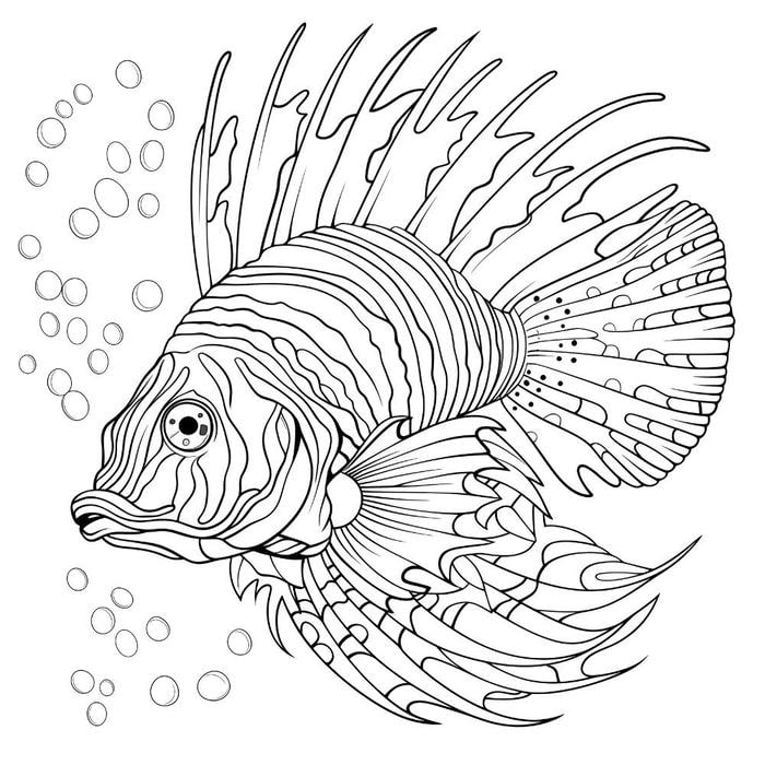 hình ảnh tranh tô màu con cá nhiều vây