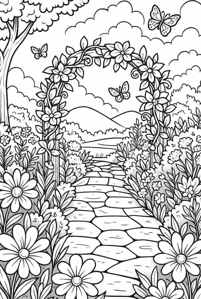 hình ảnh tranh tô màu hoa nhiều lá