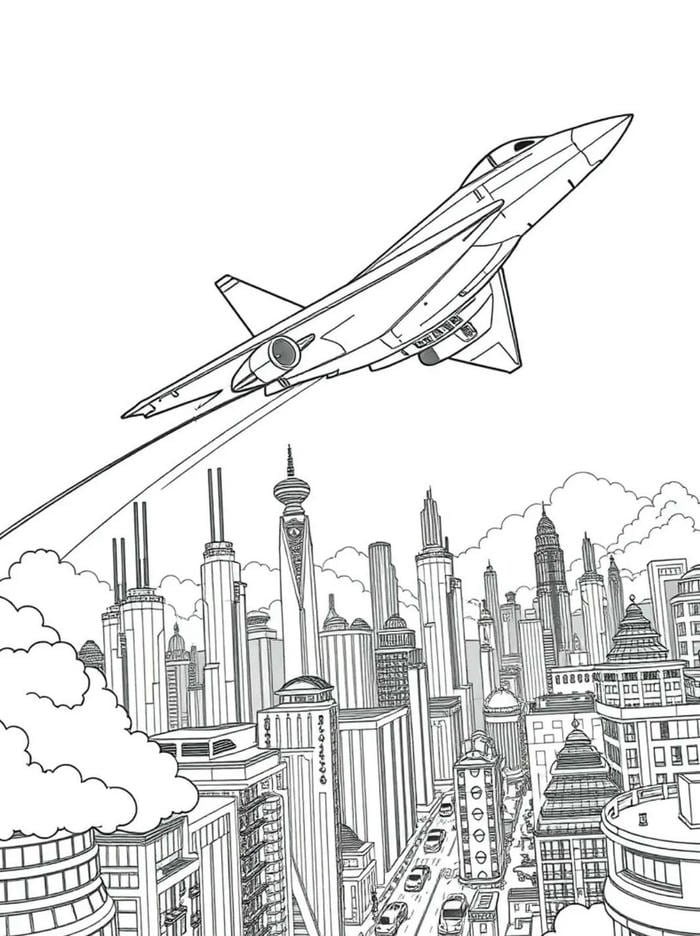 hình ảnh tranh tô màu máy bay cất cánh