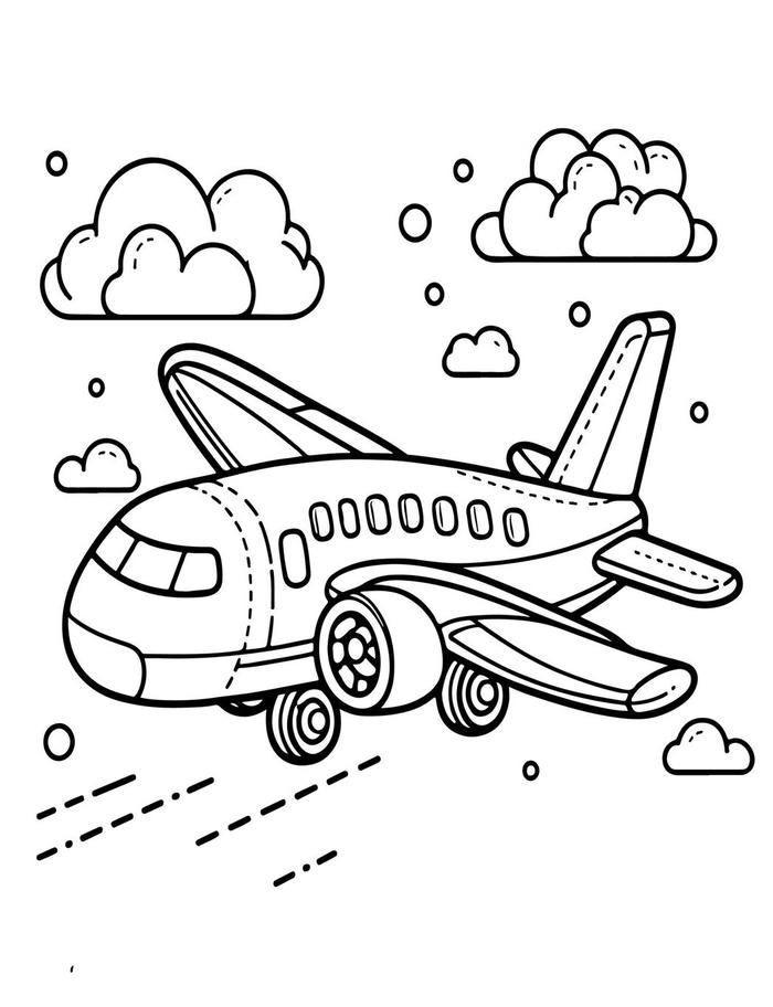 hình ảnh tranh tô màu máy bay đang bay