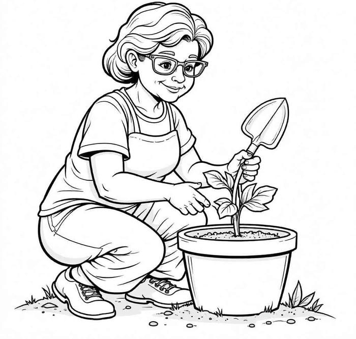 hình ảnh tranh tô màu mẹ không nền đơn giản