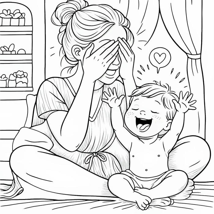 hình ảnh tranh tô màu mẹ và con thân mật