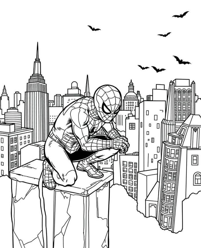 hình ảnh tranh tô màu người nhện dáng nhảy