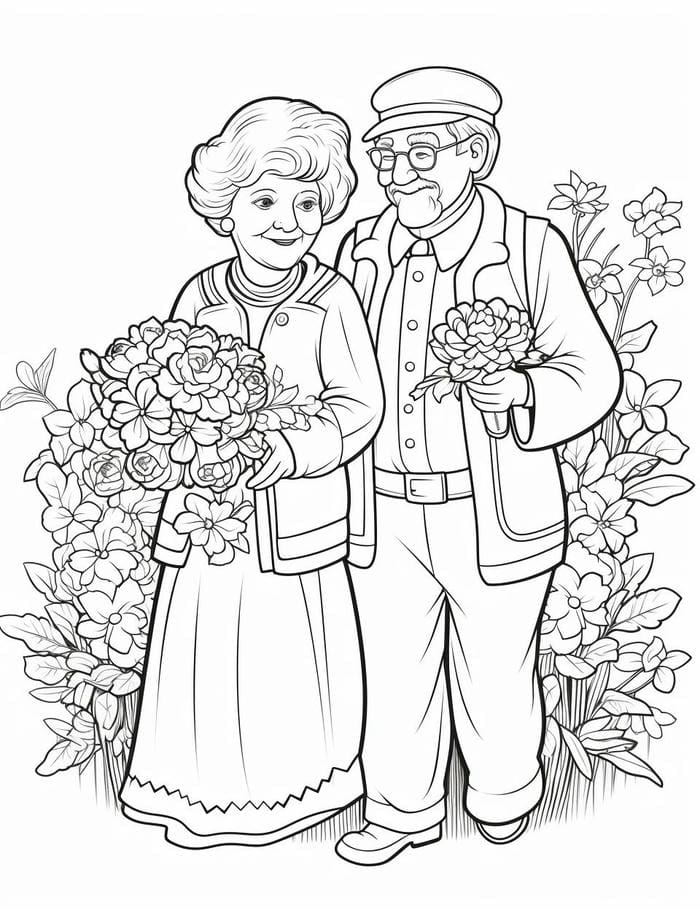 hình ảnh tranh tô màu ông bà ý nghĩa