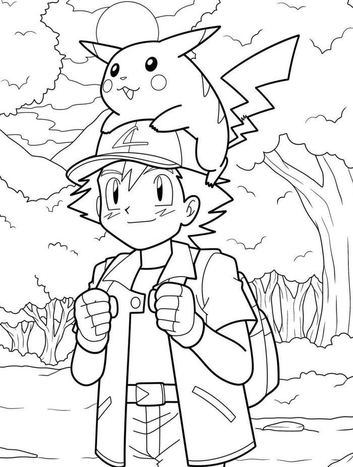 hình ảnh tranh tô màu pokemon trên đầu người