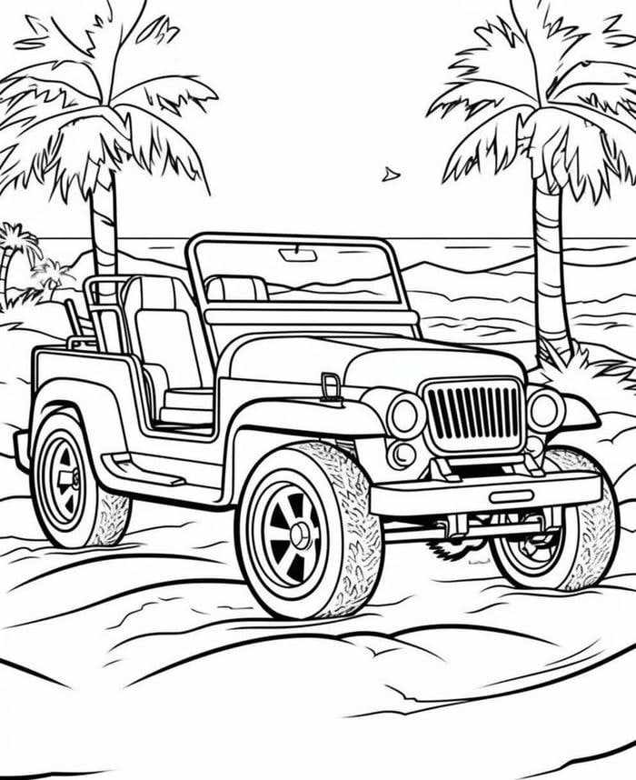 hình ảnh tranh tô màu xe jeep