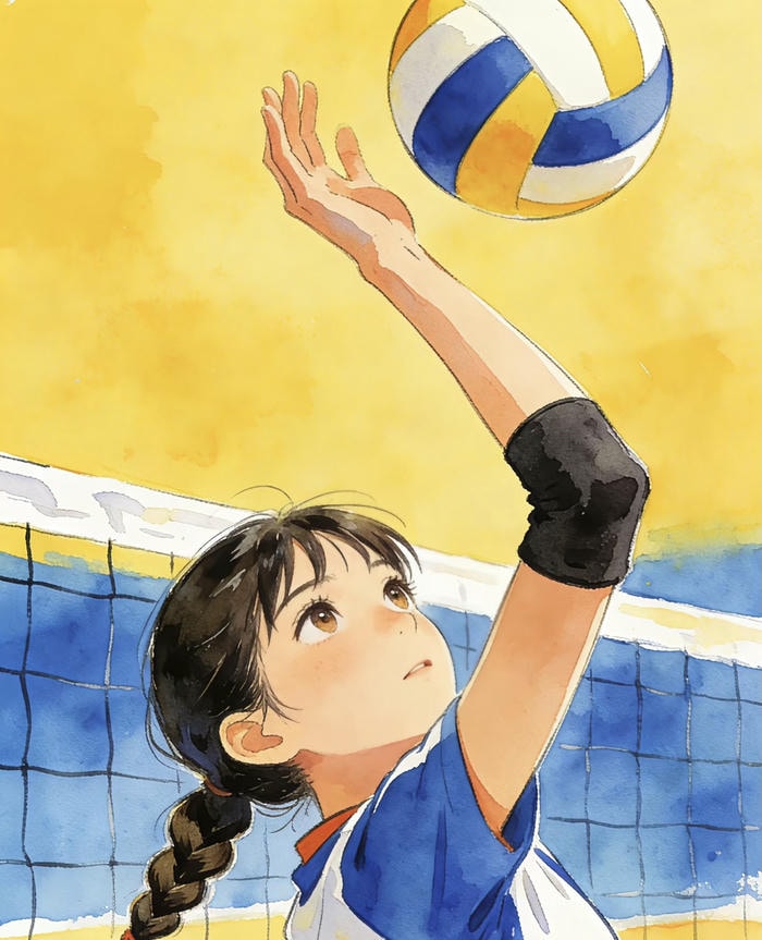 hình anime bóng chuyền bật cao chắn bóng