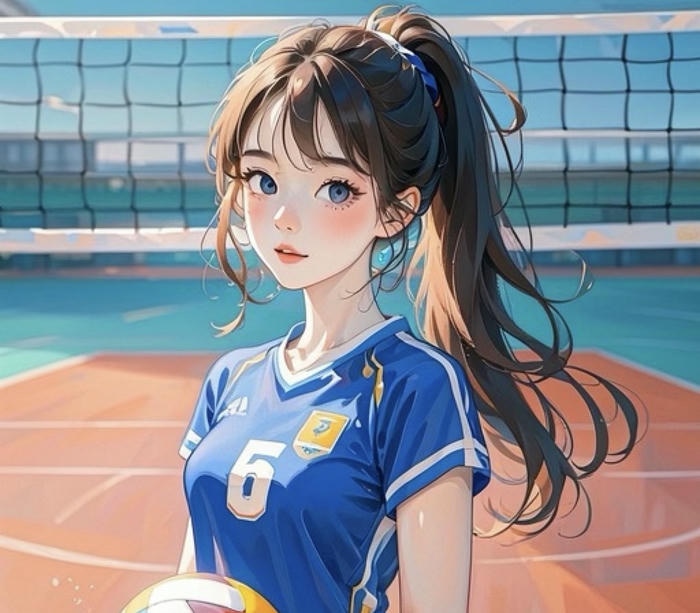hình anime bóng chuyền nhân vật trên sân