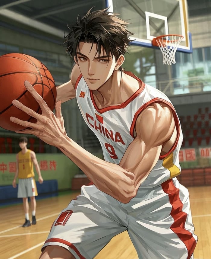 hình anime bóng rổ nhân vật trên sân